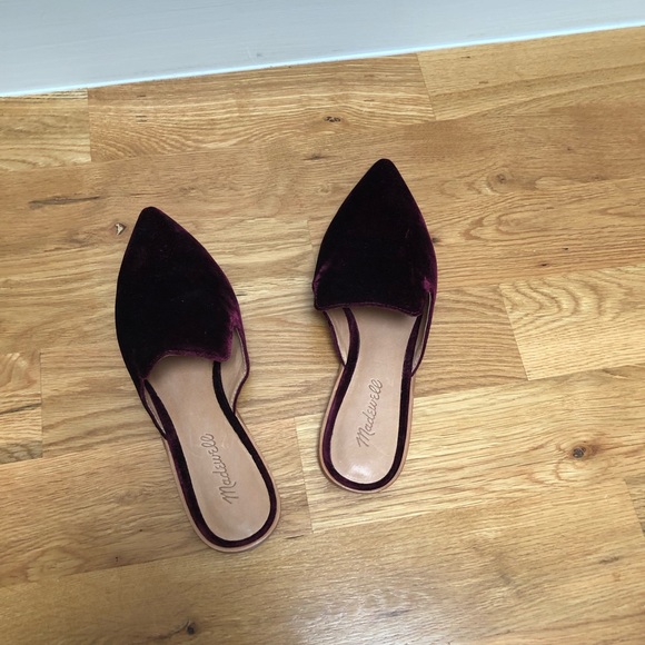 Madewell Gemma Pointed Toe Velvet Flat / Mule - Picture 7 of 10